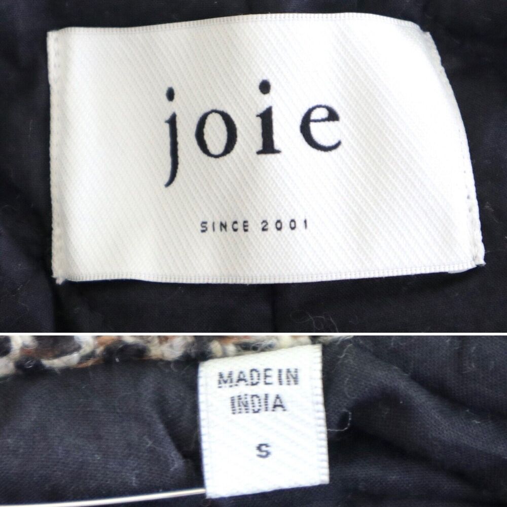 Joie Size S Reille Cotton Wool Blend Bomber Jacket Tweed Caviar Tan - Picture 10 of 11